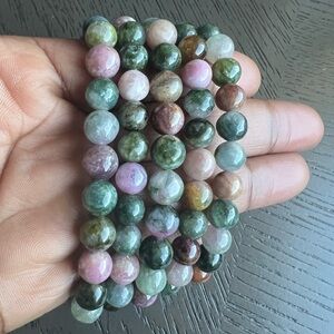( ONE ) Watermelon tourmaline bracelet 8mm SIZE 6.5’